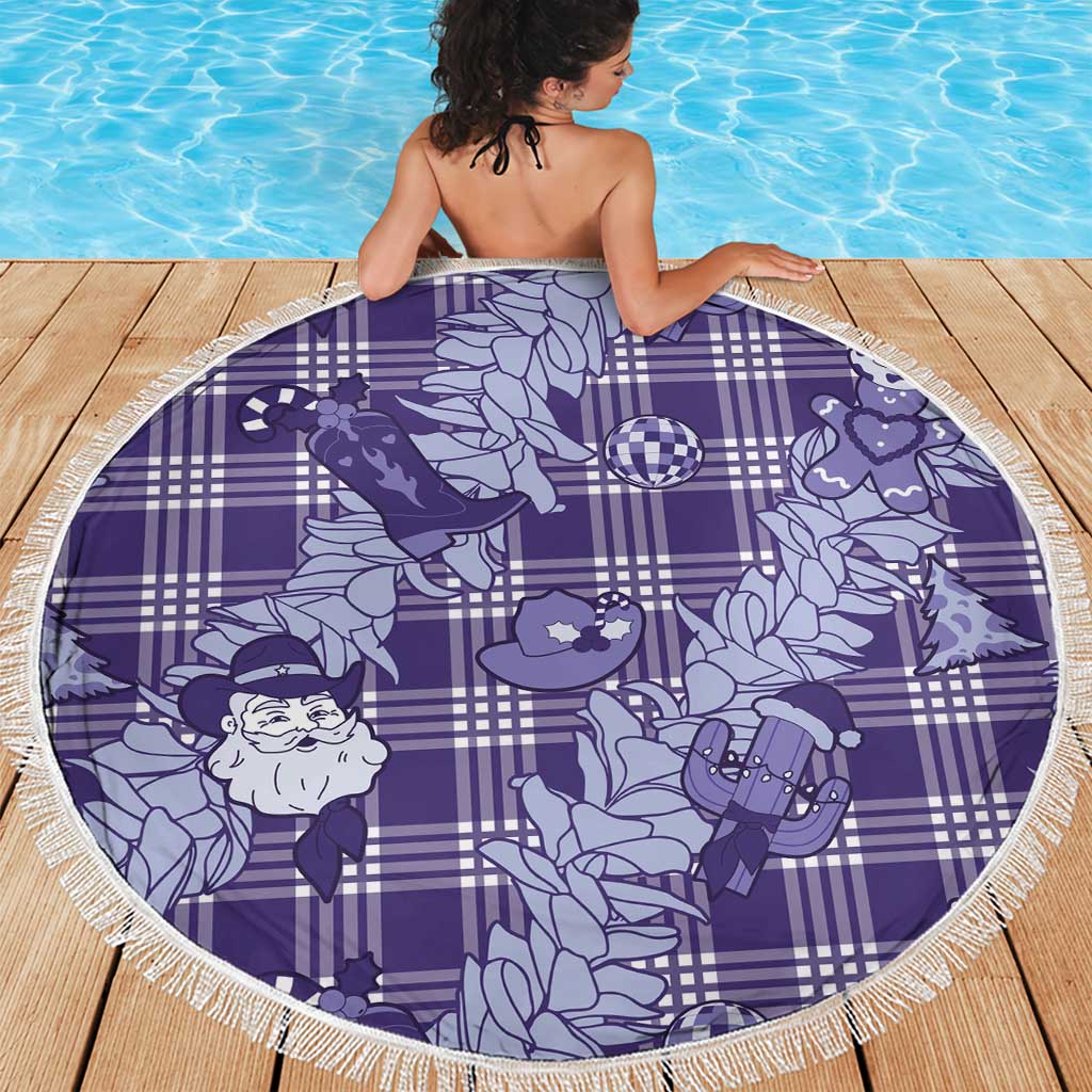 Purple Palaka Hawaii Cowboy Christmas Beach Blanket Paniolo Mix Maile Lei - Polynesian Pride