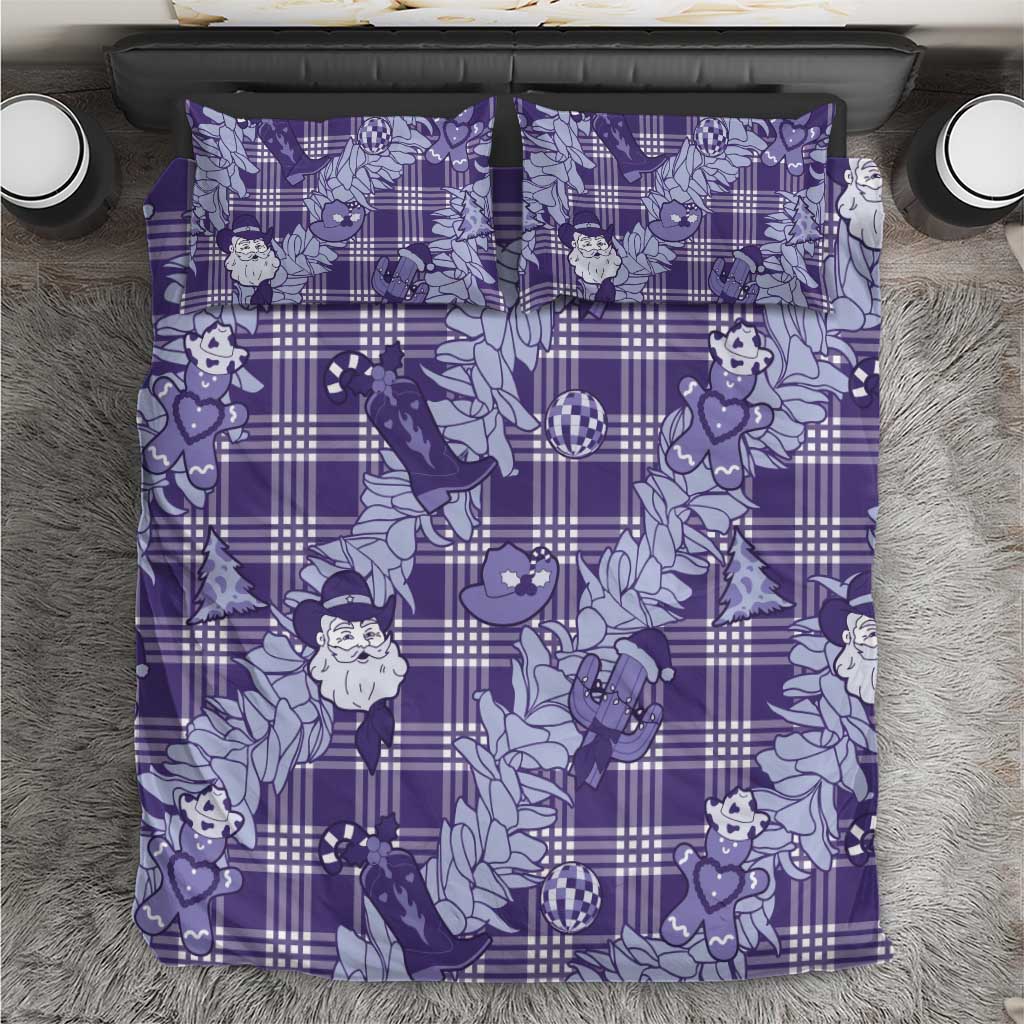 Purple Palaka Hawaii Cowboy Christmas Bedding Set Paniolo Mix Maile Lei - Polynesian Pride