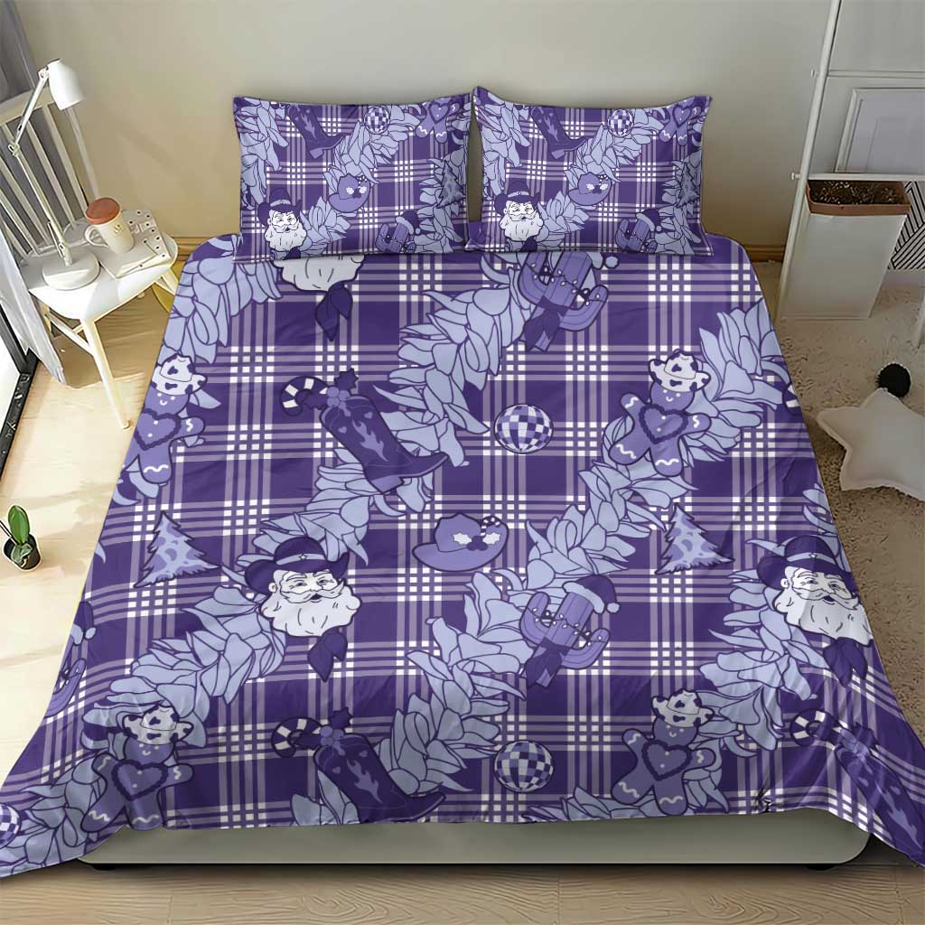 Purple Palaka Hawaii Cowboy Christmas Bedding Set Paniolo Mix Maile Lei - Polynesian Pride
