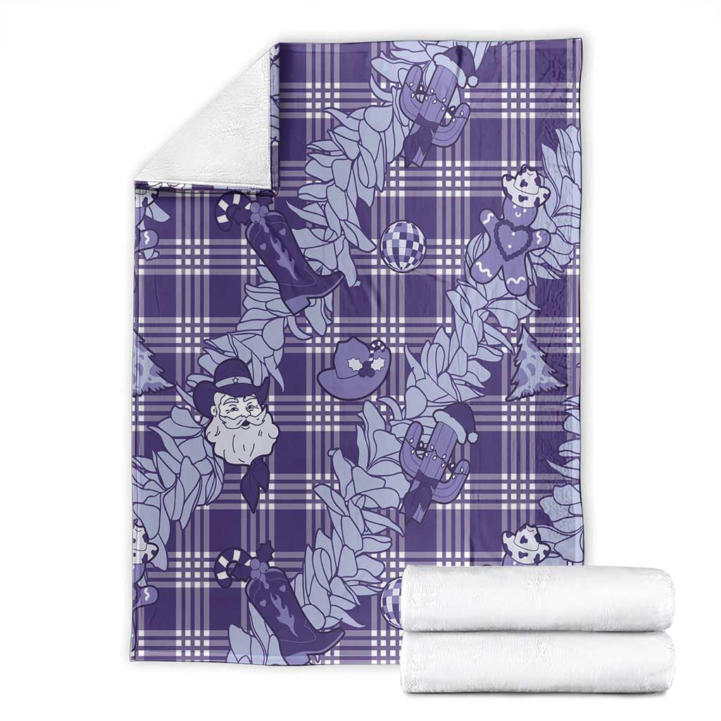 Purple Palaka Hawaii Cowboy Christmas Blanket Paniolo Mix Maile Lei - Polynesian Pride