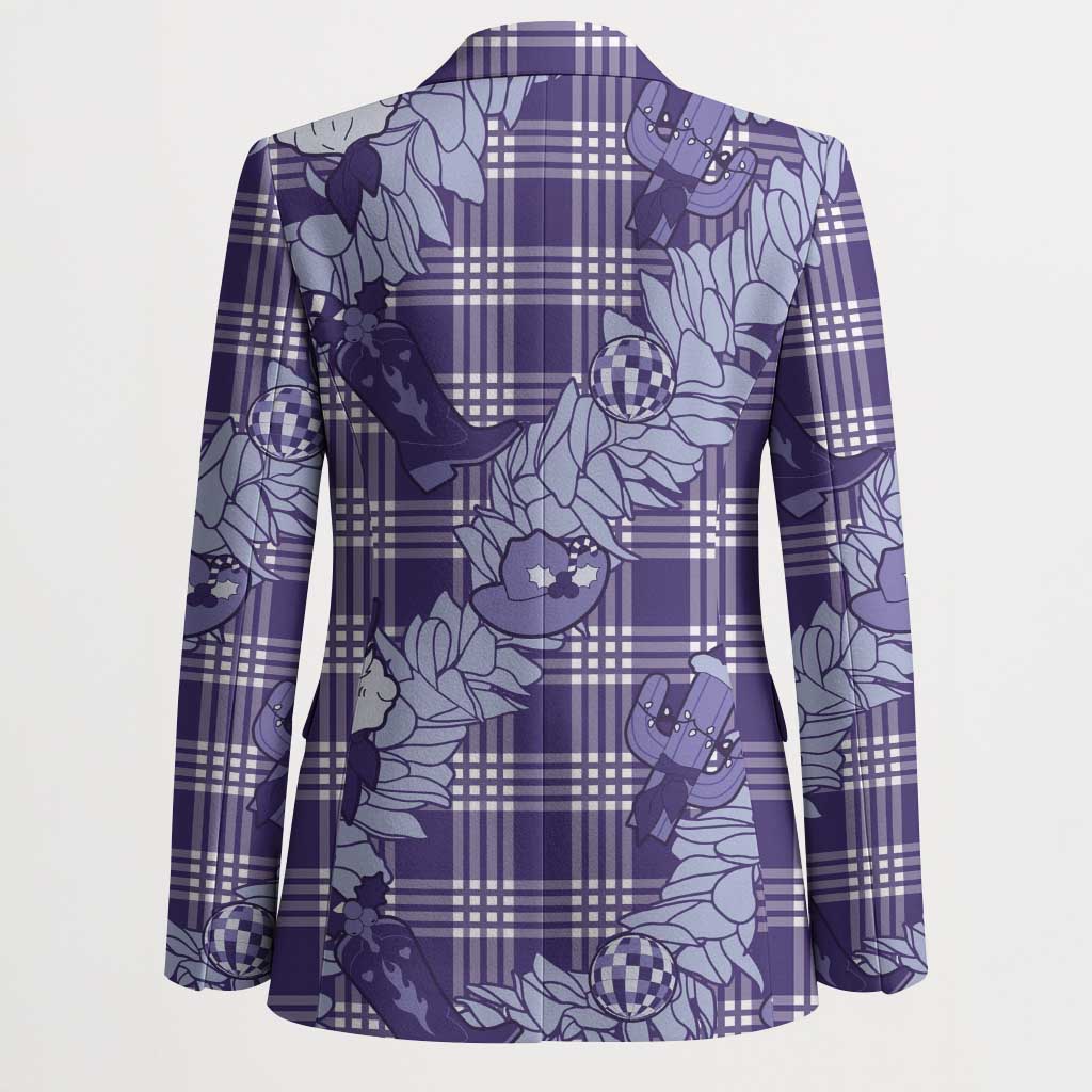 Purple Palaka Hawaii Cowboy Christmas Blazer Paniolo Mix Maile Lei - Polynesian Pride