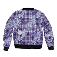 Purple Palaka Hawaii Cowboy Christmas Bomber Jacket Paniolo Mix Maile Lei - Polynesian Pride