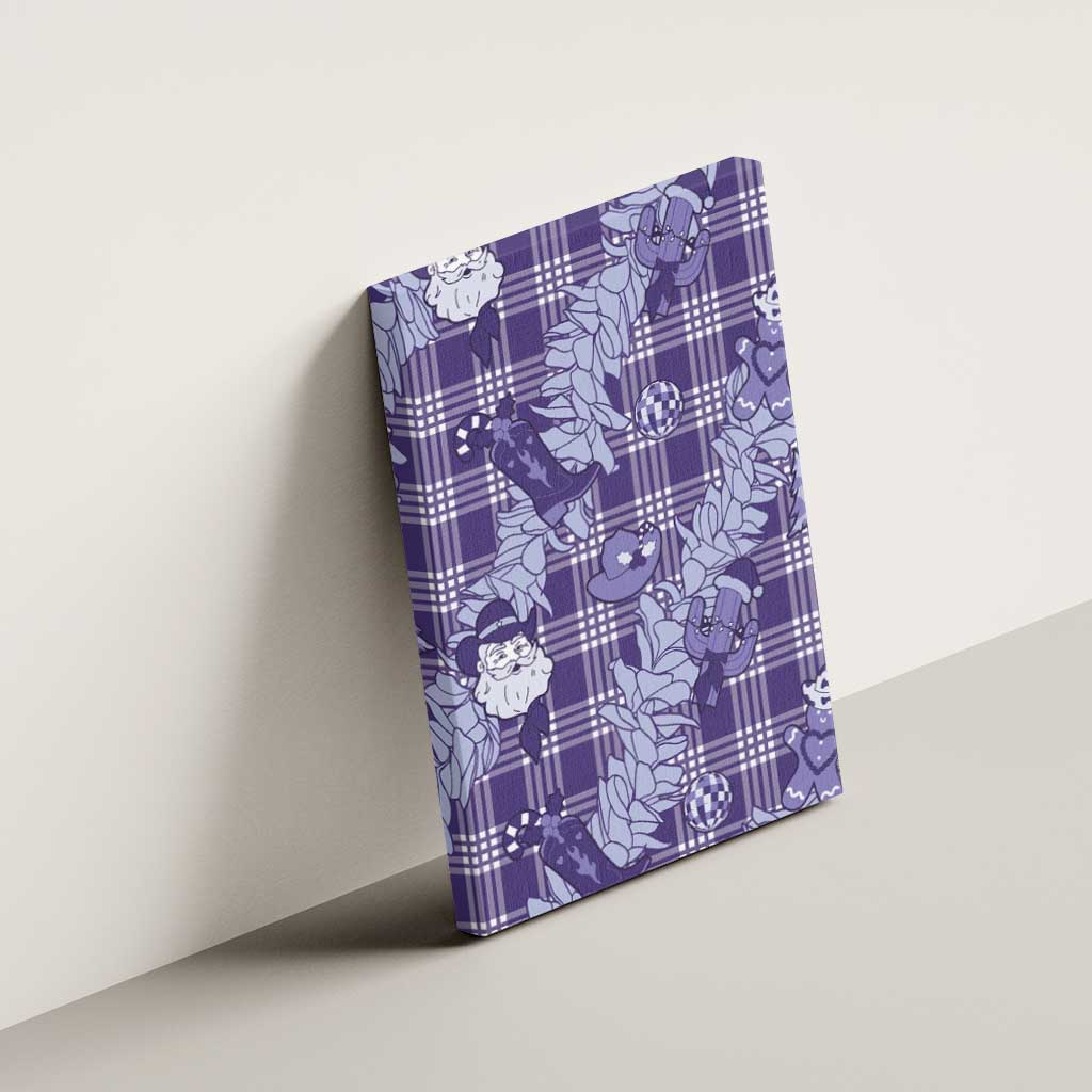 Purple Palaka Hawaii Cowboy Christmas Canvas Wall Art Paniolo Mix Maile Lei - Polynesian Pride