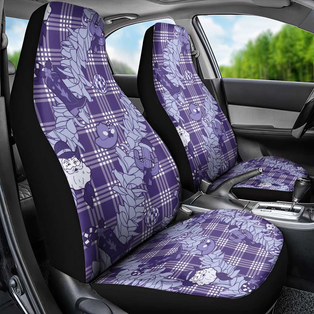 Purple Palaka Hawaii Cowboy Christmas Car Seat Cover Paniolo Mix Maile Lei - Polynesian Pride