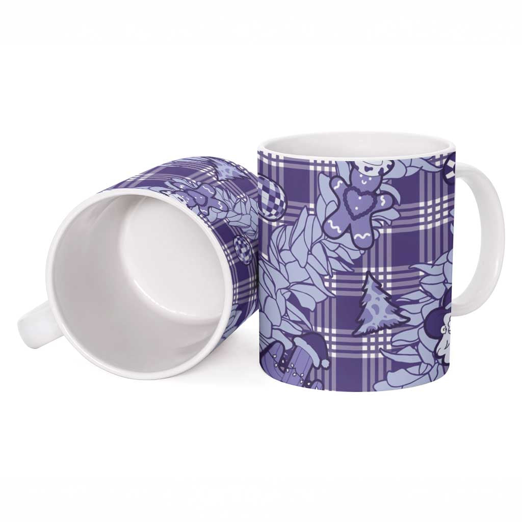 Purple Palaka Hawaii Cowboy Christmas Ceramic Mug Paniolo Mix Maile Lei - Polynesian Pride