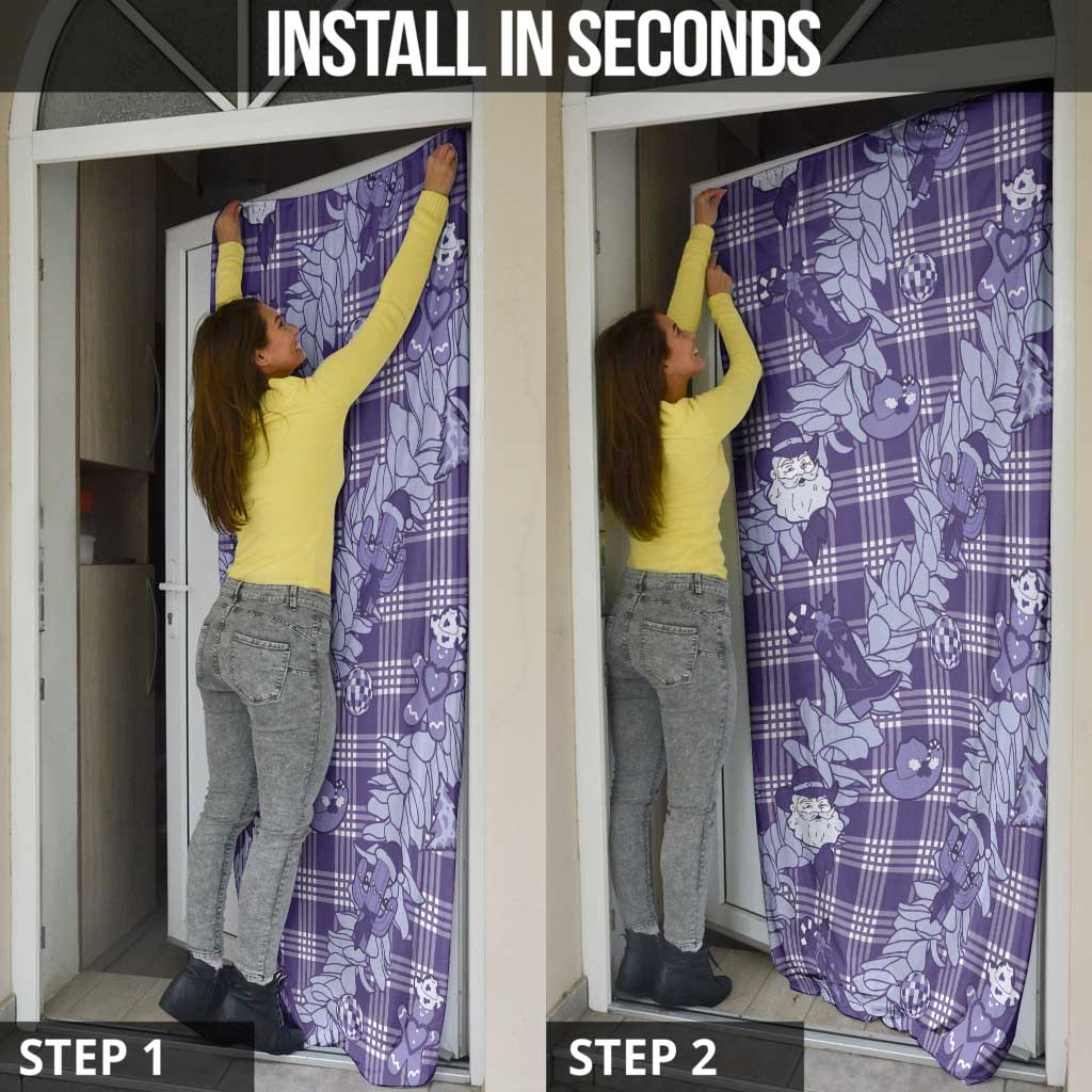 Purple Palaka Hawaii Cowboy Christmas Door Cover Paniolo Mix Maile Lei - Polynesian Pride