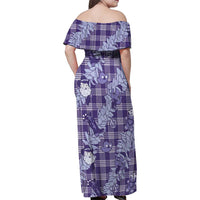 Purple Palaka Hawaii Cowboy Christmas Family Matching Off Shoulder Maxi Dress and Hawaiian Shirt Paniolo Mix Maile Lei - Polynesian Pride