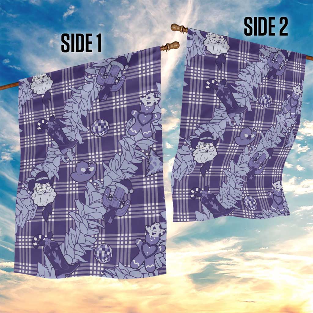 Purple Palaka Hawaii Cowboy Christmas Garden Flag Paniolo Mix Maile Lei - Polynesian Pride