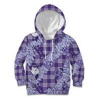 Purple Palaka Hawaii Cowboy Christmas Kid Hoodie Paniolo Mix Maile Lei - Polynesian Pride