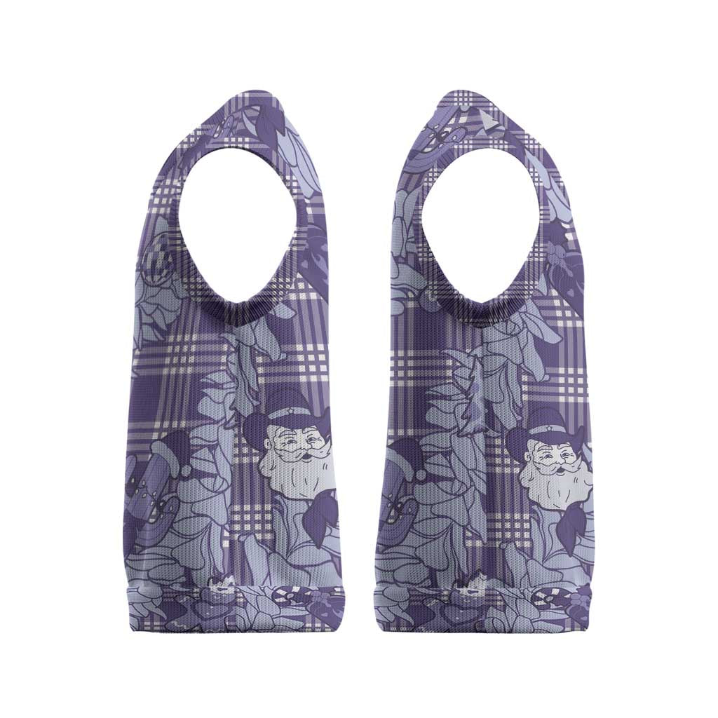 Purple Palaka Hawaii Cowboy Christmas Knitted V-Neck Vest Paniolo Mix Maile Lei - Polynesian Pride