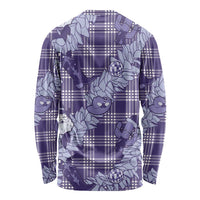 Purple Palaka Hawaii Cowboy Christmas Long Sleeve Shirt Paniolo Mix Maile Lei - Polynesian Pride