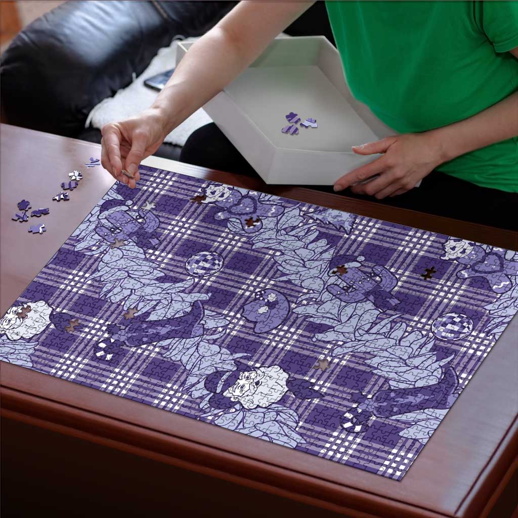 Purple Palaka Hawaii Cowboy Christmas Puzzle Paniolo Mix Maile Lei - Polynesian Pride