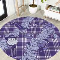 Purple Palaka Hawaii Cowboy Christmas Round Carpet Paniolo Mix Maile Lei - Polynesian Pride