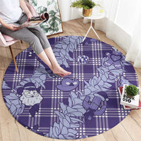 Purple Palaka Hawaii Cowboy Christmas Round Carpet Paniolo Mix Maile Lei - Polynesian Pride