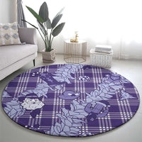 Purple Palaka Hawaii Cowboy Christmas Round Carpet Paniolo Mix Maile Lei - Polynesian Pride