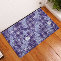 Purple Palaka Hawaii Cowboy Christmas Rubber Doormat Paniolo Mix Maile Lei - Polynesian Pride
