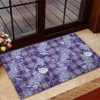 Purple Palaka Hawaii Cowboy Christmas Rubber Doormat Paniolo Mix Maile Lei - Polynesian Pride