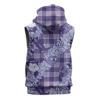 Purple Palaka Hawaii Cowboy Christmas Sleeveless Zip Hoodie Paniolo Mix Maile Lei - Polynesian Pride