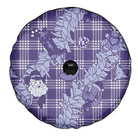 Purple Palaka Hawaii Cowboy Christmas Spare Tire Cover Paniolo Mix Maile Lei - Polynesian Pride