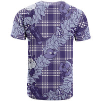 Purple Palaka Hawaii Cowboy Christmas T Shirt Paniolo Mix Maile Lei - Polynesian Pride