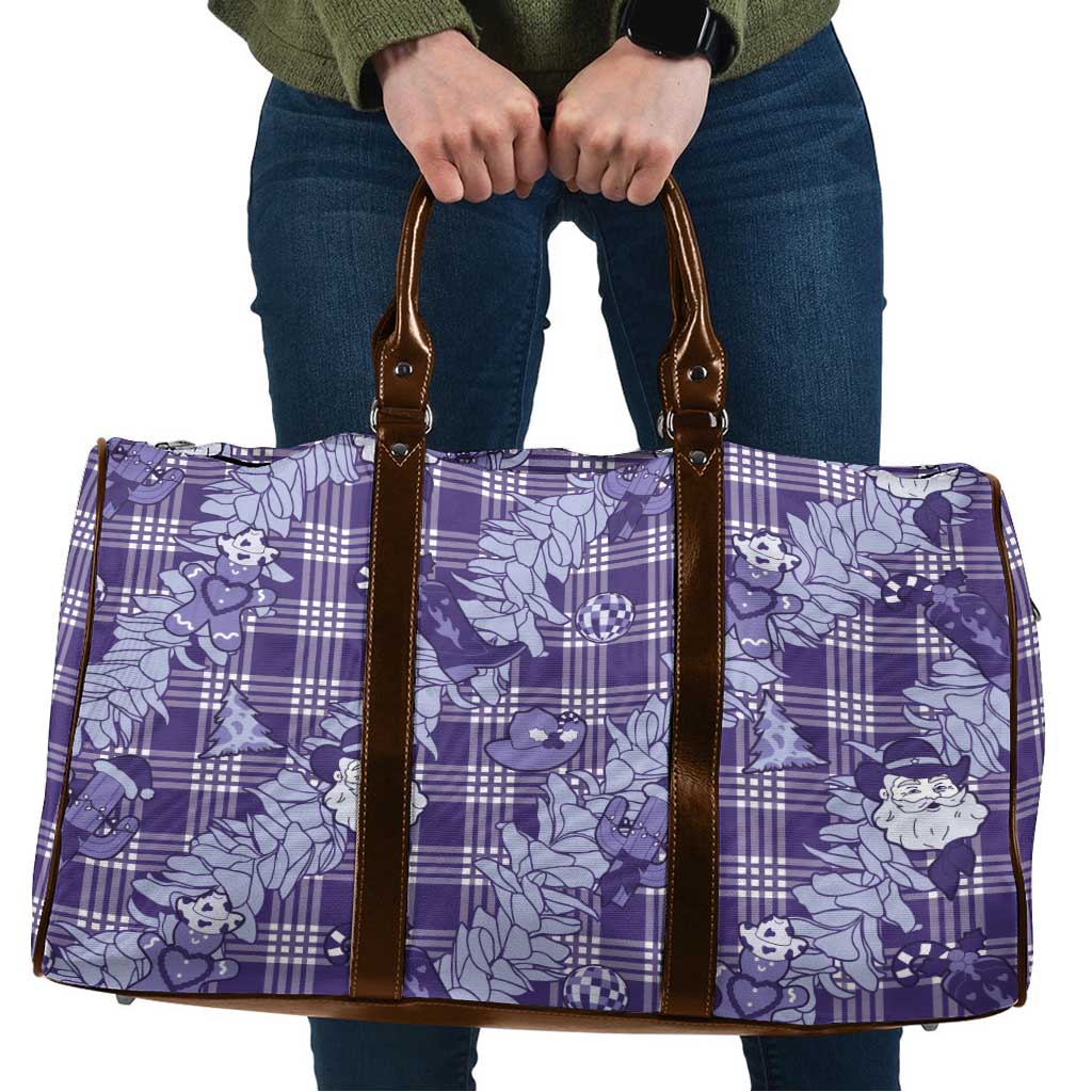 Purple Palaka Hawaii Cowboy Christmas Travel Bag Paniolo Mix Maile Lei - Polynesian Pride