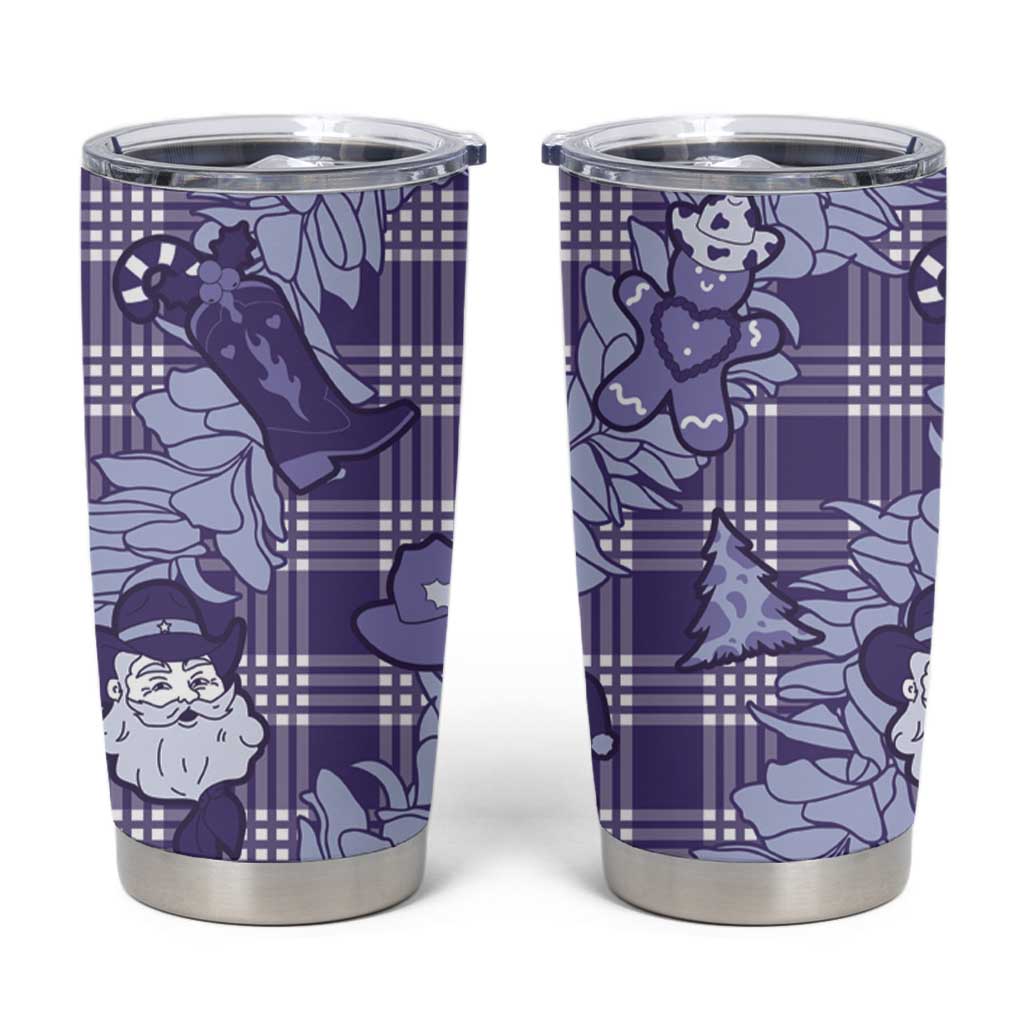 Purple Palaka Hawaii Cowboy Christmas Tumbler Cup Paniolo Mix Maile Lei - Polynesian Pride