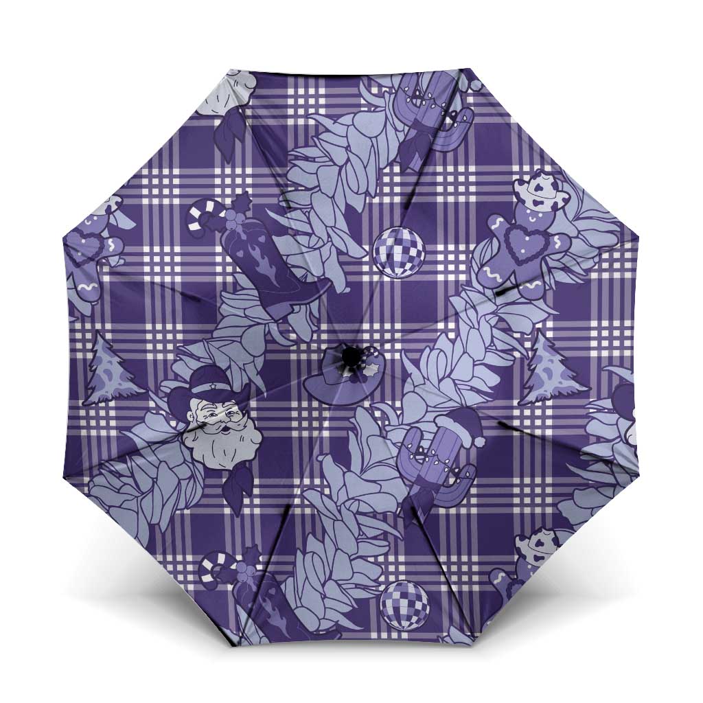 Purple Palaka Hawaii Cowboy Christmas Umbrella Paniolo Mix Maile Lei - Polynesian Pride