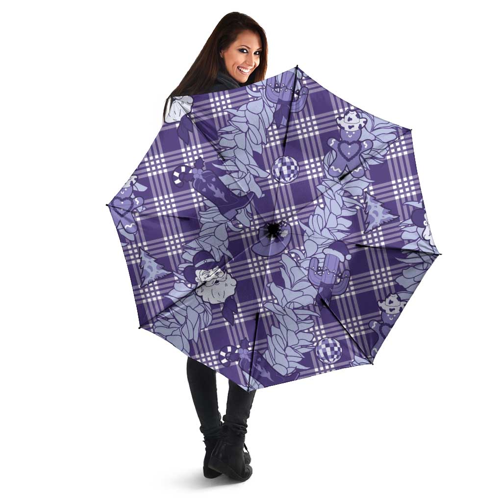 Purple Palaka Hawaii Cowboy Christmas Umbrella Paniolo Mix Maile Lei - Polynesian Pride