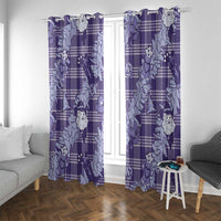 Purple Palaka Hawaii Cowboy Christmas Window Curtain Paniolo Mix Maile Lei - Polynesian Pride
