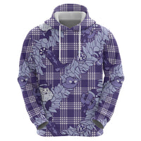 Purple Palaka Hawaii Cowboy Christmas Zip Hoodie Paniolo Mix Maile Lei - Polynesian Pride