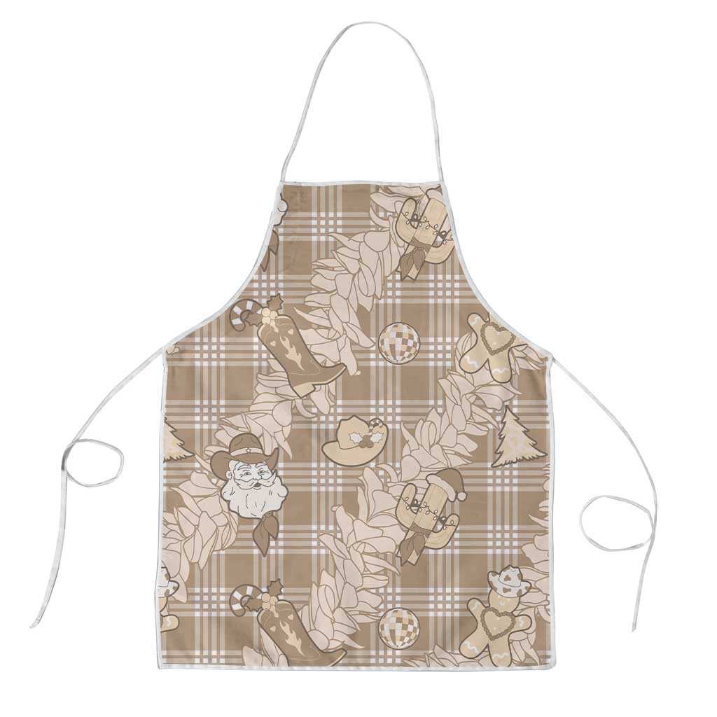 Khaki Palaka Hawaii Cowboy Christmas Apron Paniolo Mix Maile Lei - Polynesian Pride