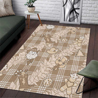 Khaki Palaka Hawaii Cowboy Christmas Area Rug Paniolo Mix Maile Lei - Polynesian Pride