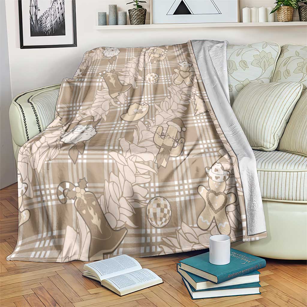 Khaki Palaka Hawaii Cowboy Christmas Blanket Paniolo Mix Maile Lei - Polynesian Pride