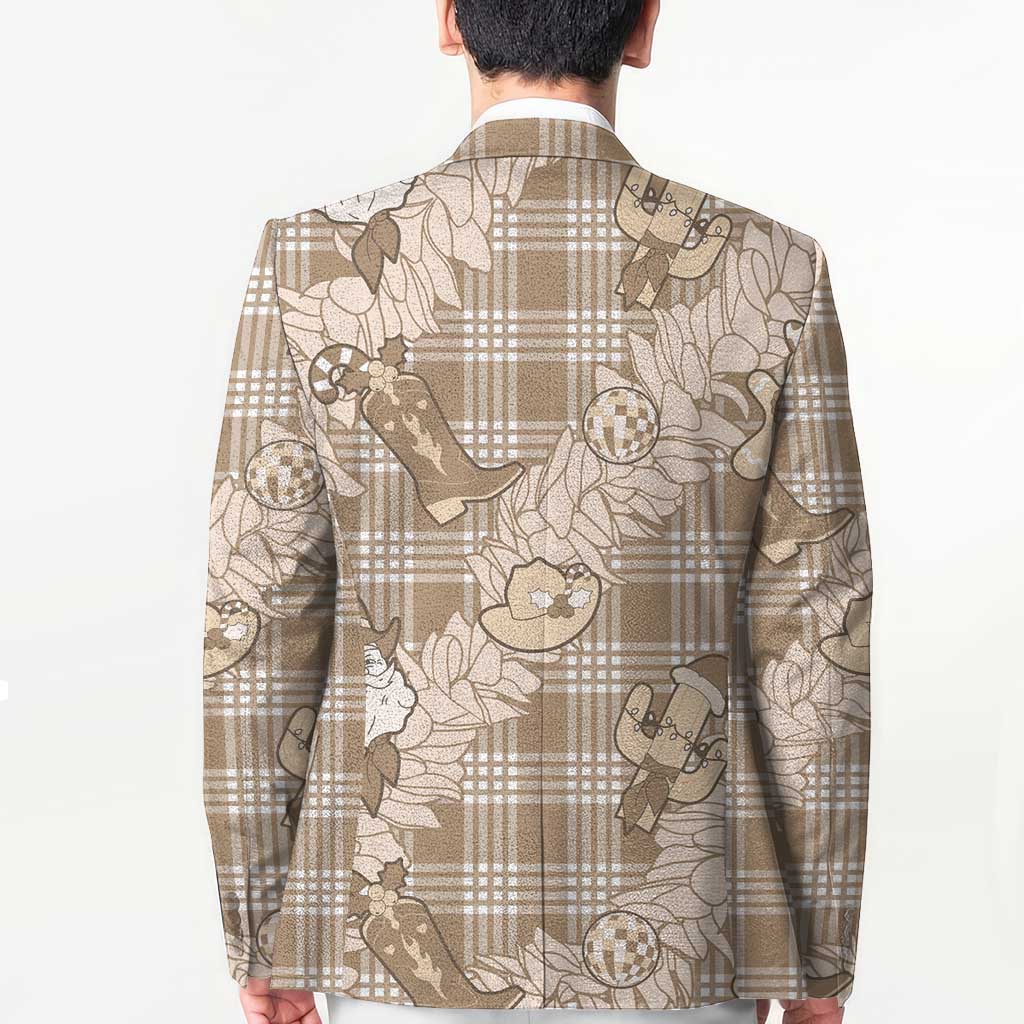Khaki Palaka Hawaii Cowboy Christmas Blazer Paniolo Mix Maile Lei - Polynesian Pride