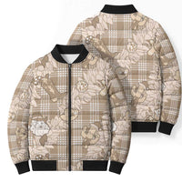 Khaki Palaka Hawaii Cowboy Christmas Bomber Puffer Jacket Paniolo Mix Maile Lei - Polynesian Pride