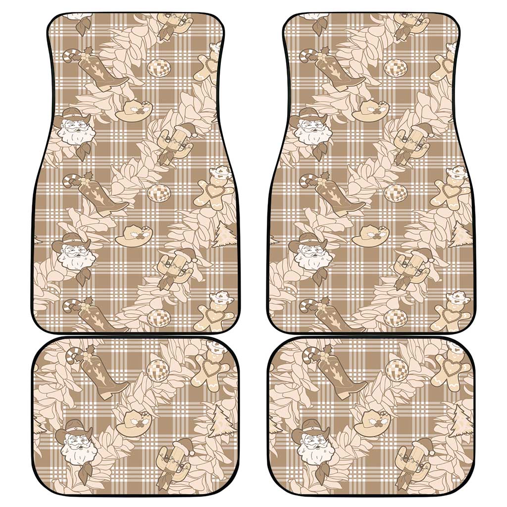 Khaki Palaka Hawaii Cowboy Christmas Car Mats Paniolo Mix Maile Lei - Polynesian Pride