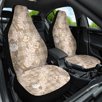 Khaki Palaka Hawaii Cowboy Christmas Car Seat Cover Paniolo Mix Maile Lei - Polynesian Pride
