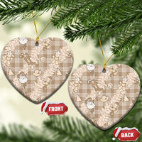 Khaki Palaka Hawaii Cowboy Christmas Ceramic Ornament Paniolo Mix Maile Lei - Polynesian Pride