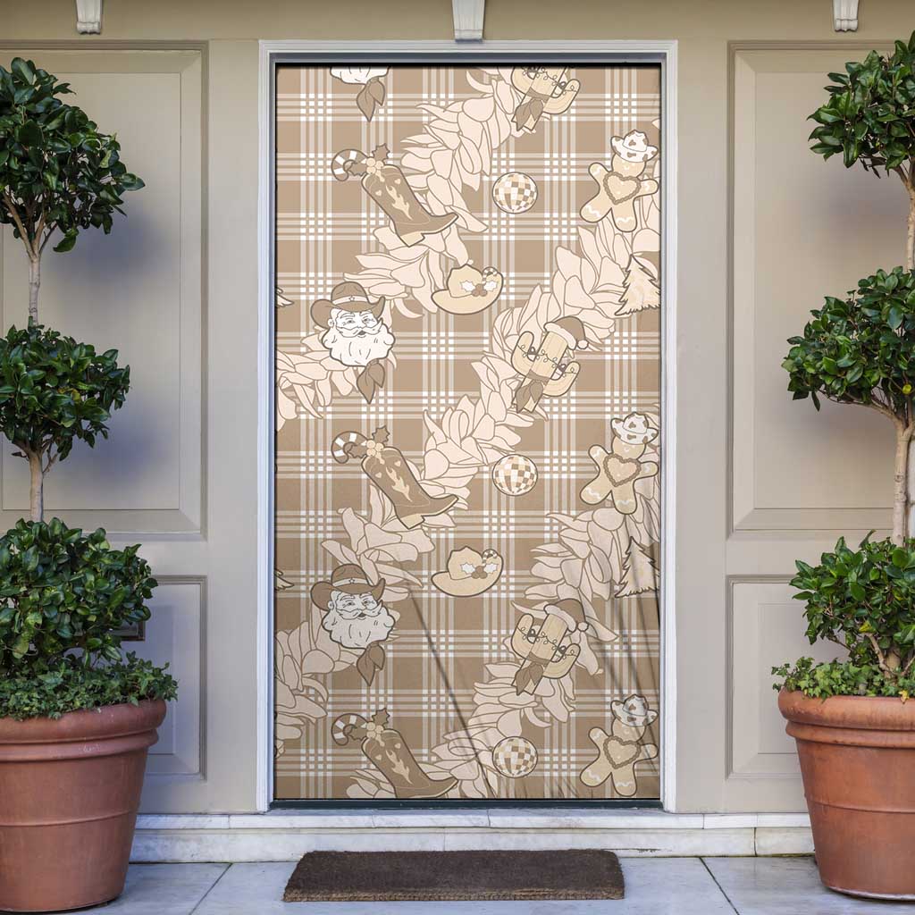 Khaki Palaka Hawaii Cowboy Christmas Door Cover Paniolo Mix Maile Lei - Polynesian Pride