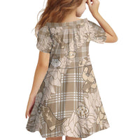 Khaki Palaka Hawaii Cowboy Christmas Family Matching Off Shoulder Short Dress and Hawaiian Shirt Paniolo Mix Maile Lei - Polynesian Pride