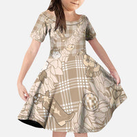 Khaki Palaka Hawaii Cowboy Christmas Family Matching Puletasi and Hawaiian Shirt Paniolo Mix Maile Lei - Polynesian Pride