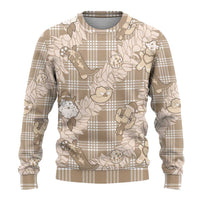 Khaki Palaka Hawaii Cowboy Christmas Ugly Christmas Sweater Paniolo Mix Maile Lei - Polynesian Pride