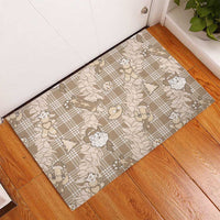 Khaki Palaka Hawaii Cowboy Christmas Rubber Doormat Paniolo Mix Maile Lei - Polynesian Pride