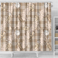 Khaki Palaka Hawaii Cowboy Christmas Shower Curtain Paniolo Mix Maile Lei - Polynesian Pride