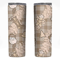 Khaki Palaka Hawaii Cowboy Christmas Skinny Tumbler Paniolo Mix Maile Lei - Polynesian Pride