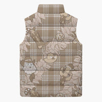Khaki Palaka Hawaii Cowboy Christmas Sleeveless Puffer Jacket Paniolo Mix Maile Lei - Polynesian Pride