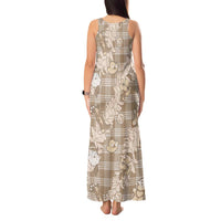Khaki Palaka Hawaii Cowboy Christmas Tank Maxi Dress Paniolo Mix Maile Lei - Polynesian Pride