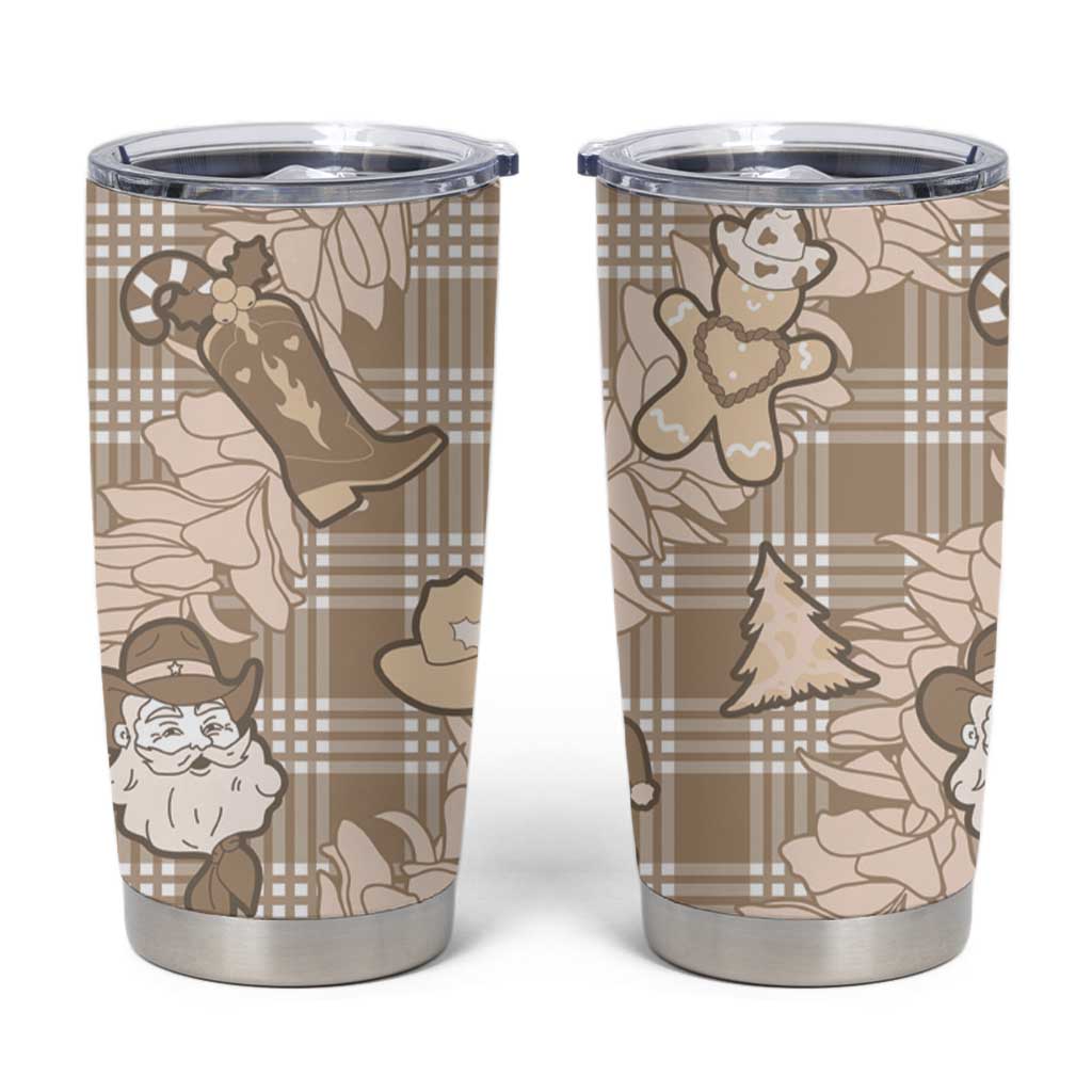 Khaki Palaka Hawaii Cowboy Christmas Tumbler Cup Paniolo Mix Maile Lei - Polynesian Pride