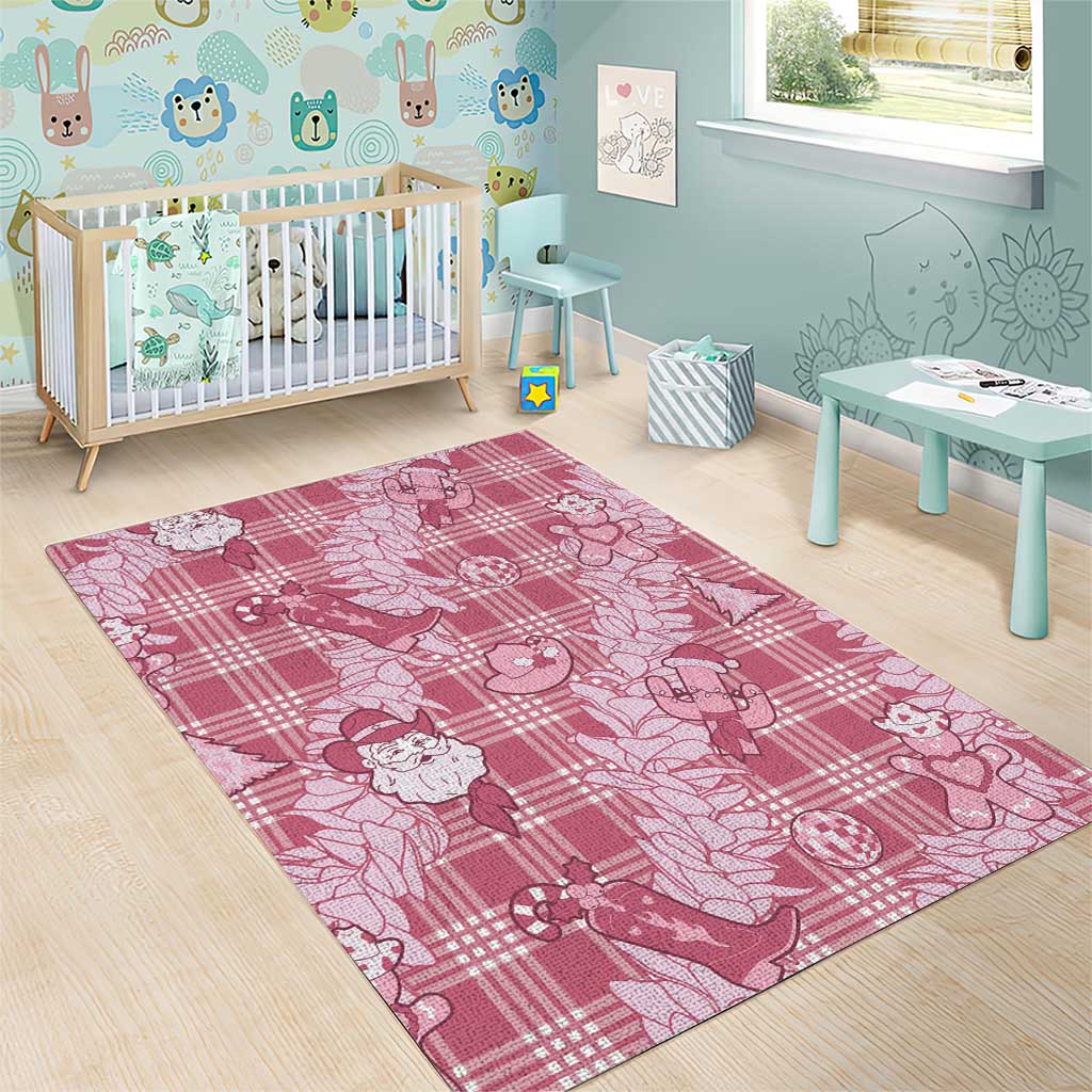 Pink Palaka Hawaii Cowboy Christmas Area Rug Paniolo Mix Maile Lei - Polynesian Pride