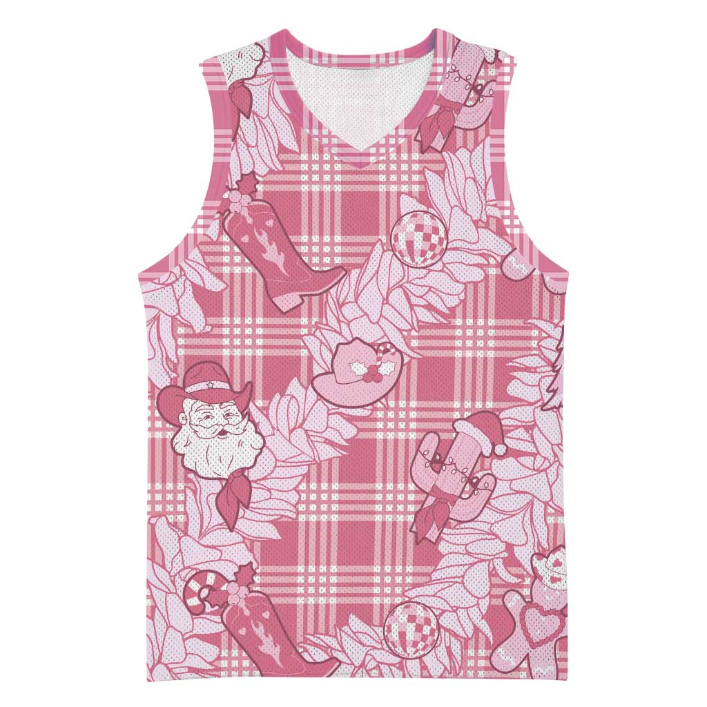 Pink Palaka Hawaii Cowboy Christmas Basketball Jersey Paniolo Mix Maile Lei - Polynesian Pride